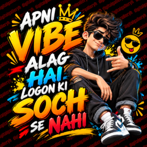Apni Vibe Alag Hai – Hinglish Attitude Quotes 5D T-Shirt Design 🔥😎