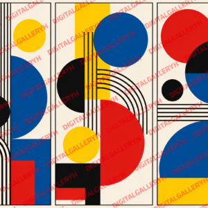 Bauhaus Inspired Trio – Bold Geometric Abstract Art in Primary Colors