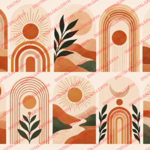 Boho Arches Set – Terracotta Sun & Earthy Abstract Wall Art
