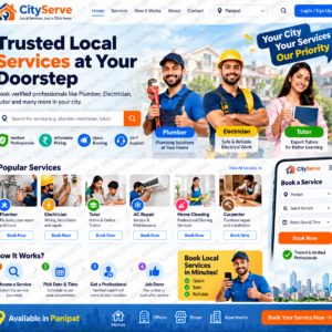 CityServe – Local Services Booking Website | Plumber, Electrician & Tutor Booking at Your Doorstep