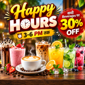 Happy Hours Beverage Promotion Template – 30% OFF | Editable Canva Design