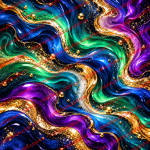 Midnight Aurora Set – Luxury Dark Blue, Emerald Green & Violet Abstract Art