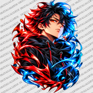 Neon Anime Warrior T-Shirt Design