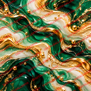 Emerald Royale Set – Luxury Emerald Green & Gold Abstract Fluid Art