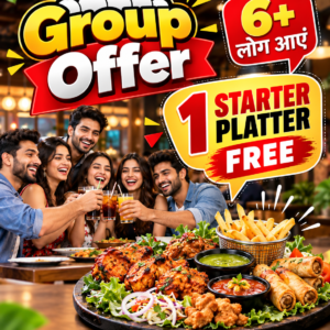 Restaurant Group Offer – 6+ People Get 1 Starter Platter Free | Food Promotion Template