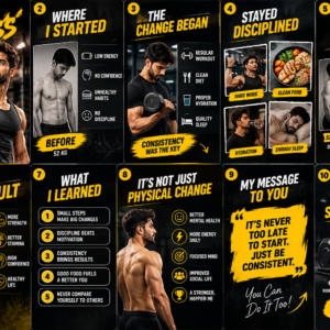 Gym Success Story – Editable Canva Design