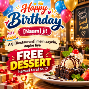 Birthday Wish Restaurant Promotion – Free Dessert Offer | Editable Canva Template