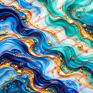 Ocean Drift Set – Luxury Blue & Teal Fluid Abstract Art