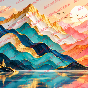 Abstract Mountains Set – Luxury Layered Mountain Landscape with Golden Details