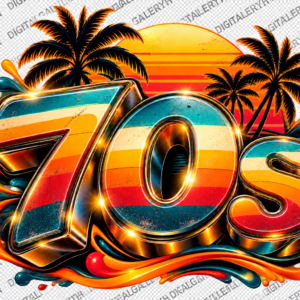 Retro 70s Sunset – Premium 5D Vintage T-Shirt Design PNG | Transparent Background