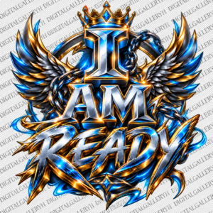 I AM READY – Premium 5D Chrome & Metallic T-Shirt Design |