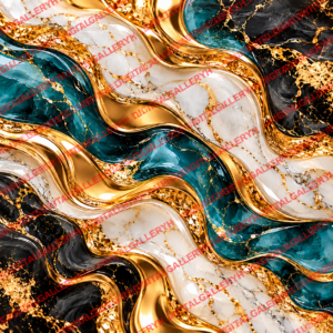Luxury Gold & Marble Abstract Art – Elegant Black, White & Teal Design