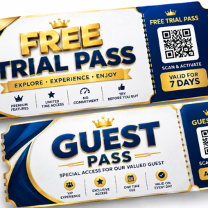 Free Trial Pass & Guest Pass – Premium 3D Editable Ticket Design