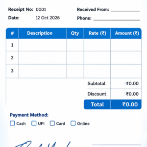 Editable Blue & White Receipt Template | Professional Business Payment Receipt Canva Template