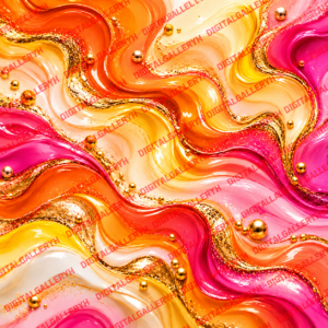 Sunset Flow Trio – Orange, Pink & Golden Yellow Fluid Abstract Art