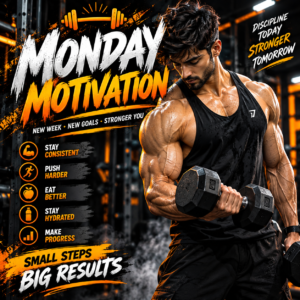 Monday Motivation Gym Poster – Editable Canva Fitness Template 💪🔥