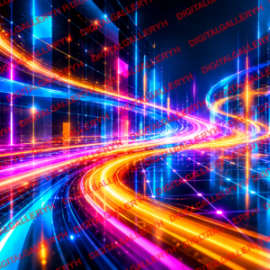 Cyber Grid Collection – Futuristic Neon Light Trails & Digital Grid Art