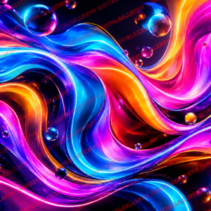 Neon Abstract Art – Vibrant 3D Glow Waves & Futuristic Digital Wallpaper
