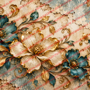 Luxury Vintage Wall Art – Antique Gold Floral 3D Design