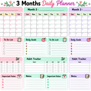 3 Months Daily Planner