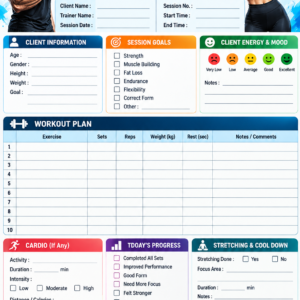 Personal Training Session Notes – Editable Gym Workout Planner Template