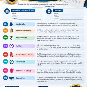Membership Agreement | Professional Contract Template | Editable Canva Design