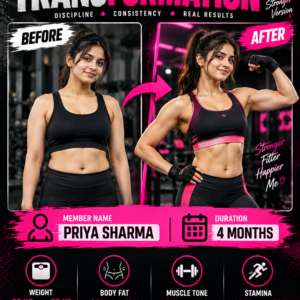 Female Gym Transformation – Before & After Editable Canva Template | Fitness Progress Poster 💪💗