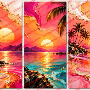 Tropical Sunset Trio – Luxury Abstract Wall Art Set of 3