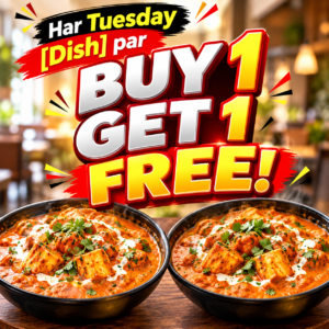 Buy 1 Get 1 Free – Tuesday Restaurant Food Promotion Template | Editable Canva Design
