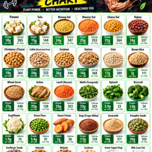 Gym – Vegetarian Protein & Calorie Chart | Muscle Building Nutrition Guide 💪🥗