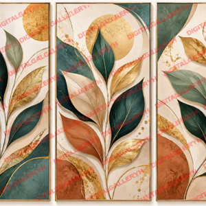 Botanical Abstract Trio – Modern Leaf Wall Art in Muted Colors