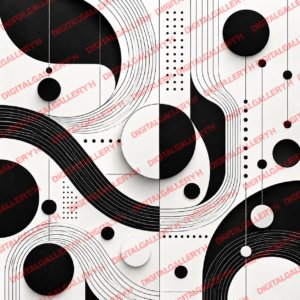 Line & Dot Balance – Minimalist Black and White Geometric Abstract Art