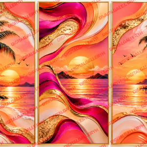 Tropical Sunset Trio – Luxury Abstract Wall Art Set of 3